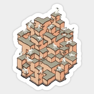 Isometric Mountain Goats Sticker